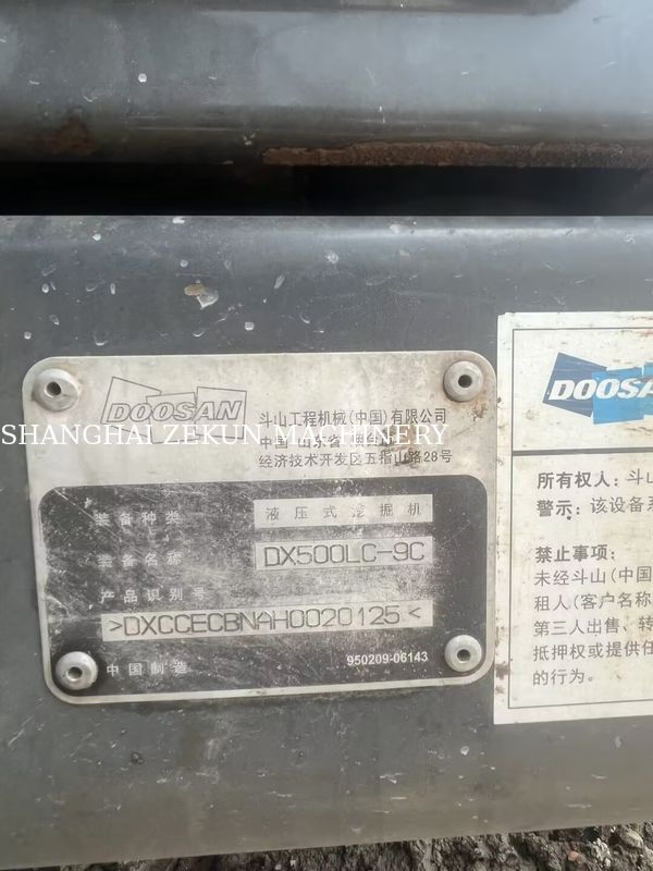 Ekskavator Doosan DX500LC-9C Bekas 800 Rpm Tenaga Kuda Dan Tinggi Penggalian Maksimum 11