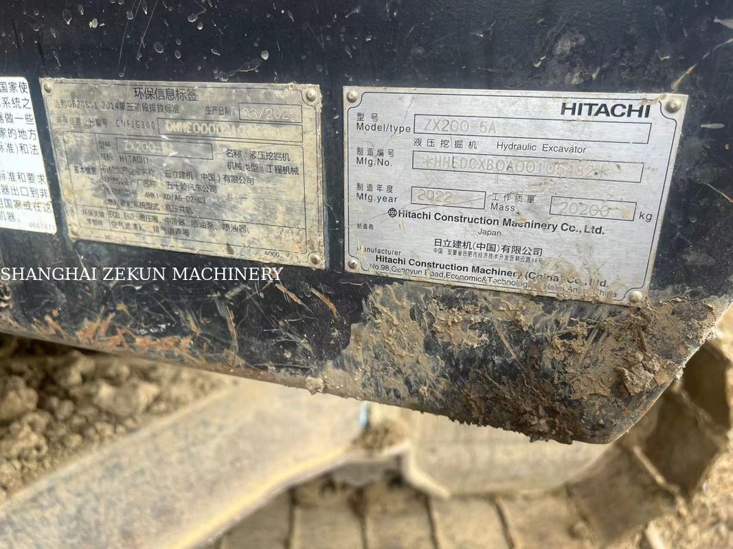 2022 Hitachi ZX200-5A Excavator Dengan Max Digging Tinggi 9 Dan Swing Kecepatan 13,3 Rpm 5500hrs